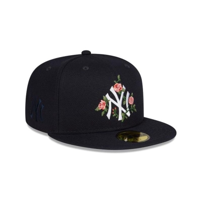 Blue New York Yankees Hat - New Era MLB Bloom 59FIFTY Fitted Caps USA0369428